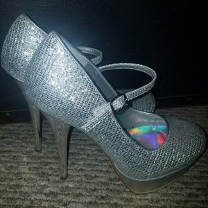 Silver high heels